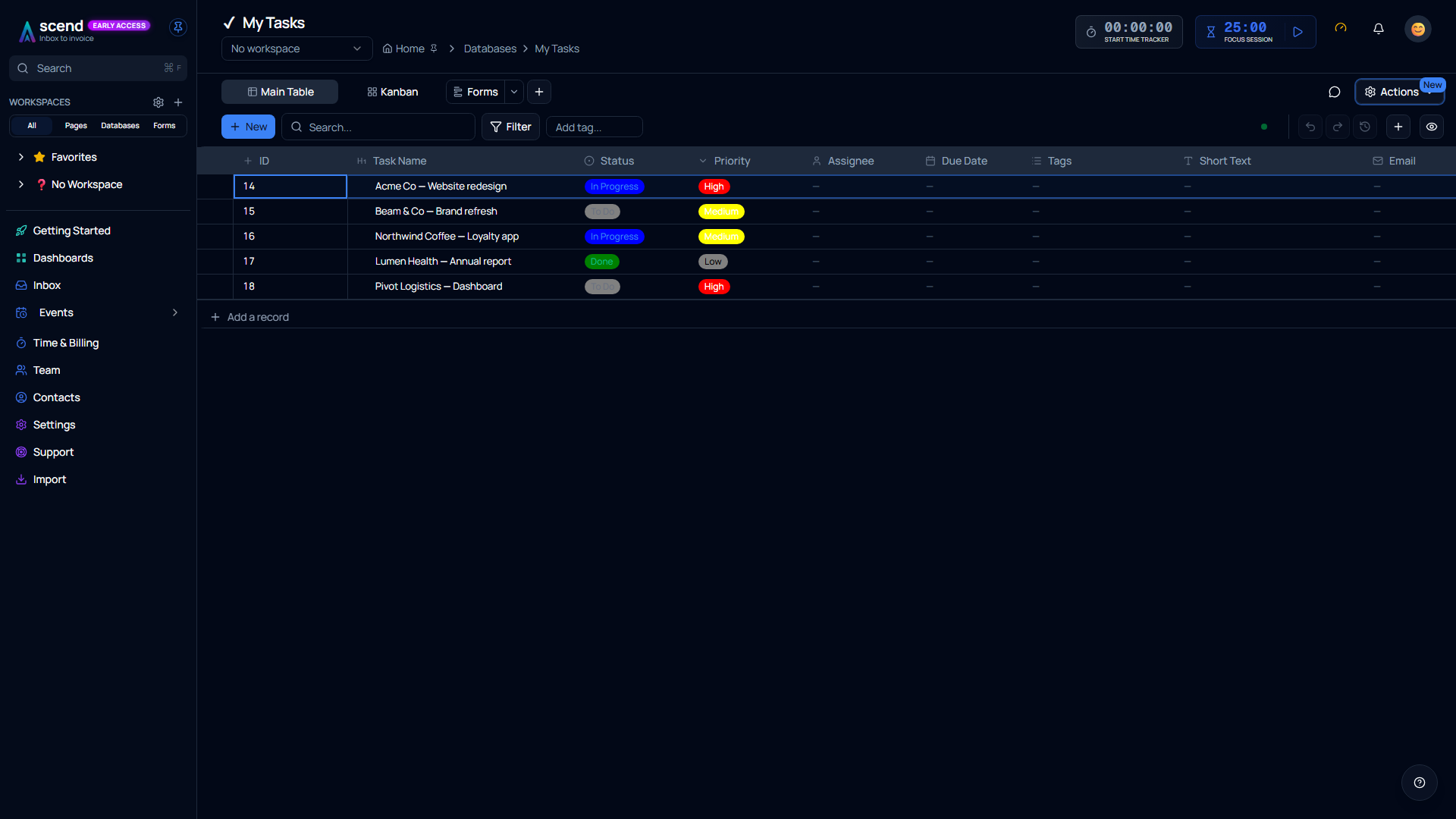 Database Table View