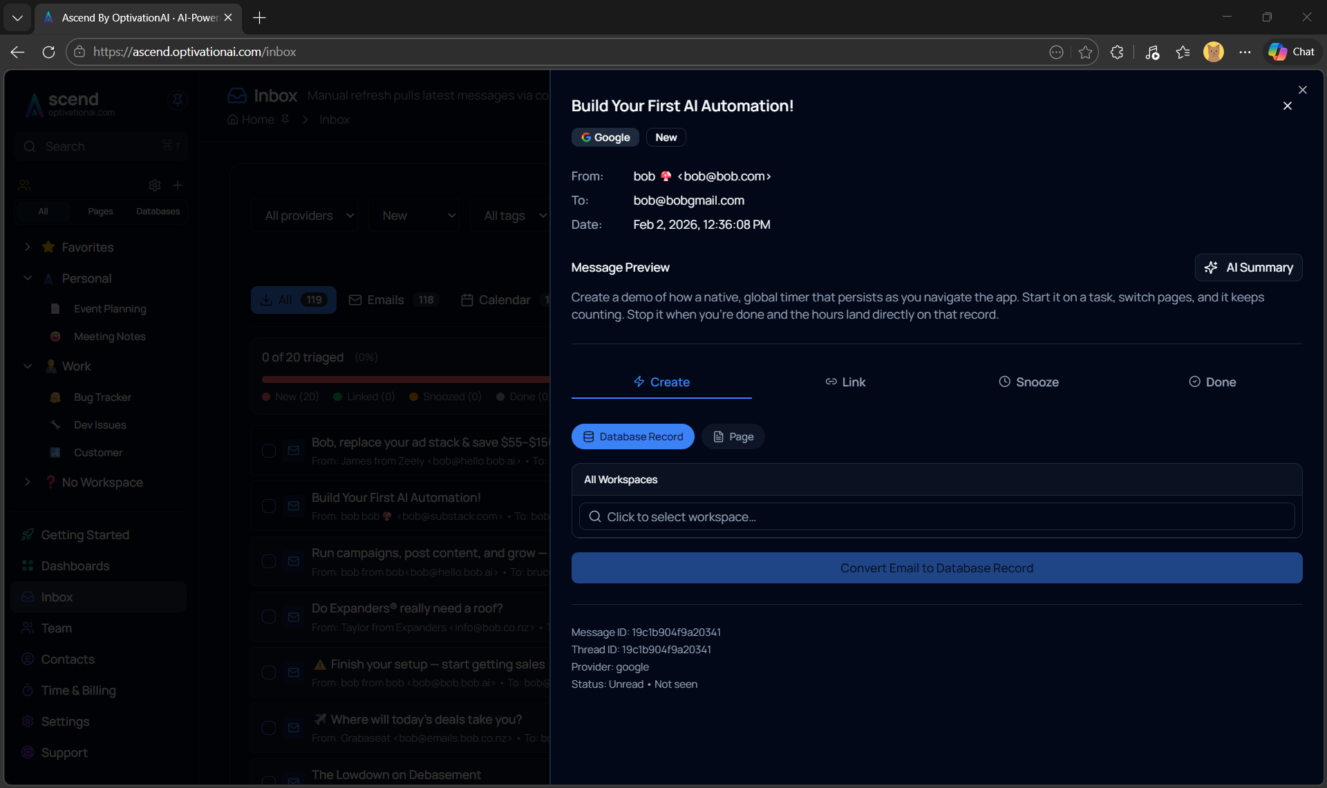Inbox Triage Interface